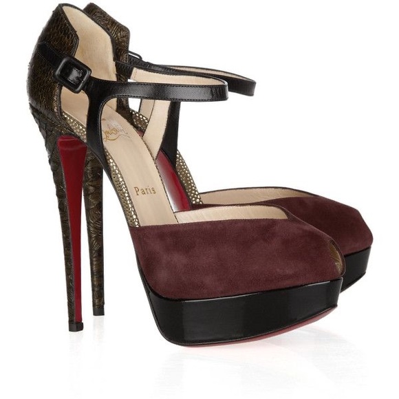 Christian Louboutin 150 suede and python pumps - Picture 1 of 7